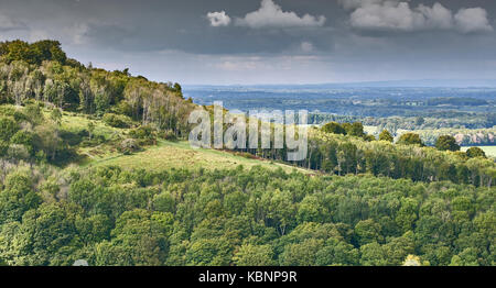 Landschaft Blick über die South Downs National Park an einem stürmischen Sommer Tag Stockfoto