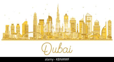 Dubai UAE Skyline der Stadt goldene Silhouette. Einfache flache Konzept für Tourismus Präsentation, Banner oder Website. Business Travel Concept. Stadtbild Stock Vektor