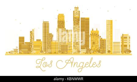 Los Angeles Skyline der Stadt goldene Silhouette. Vector Illustration. Einfache flache Konzept für Tourismus Präsentation, Banner, Plakat oder Website. Stock Vektor