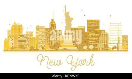 New York City Skyline golden Silhouette. Vector Illustration. Stock Vektor