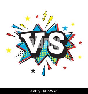 Gegen Buchstaben oder VS-Logo. Comic Text im Pop Art Stil. Vector Illustration Stock Vektor