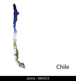 Vector Illustration schwarze Silhouette der hohen detaillierte Chile Karte Stock Vektor