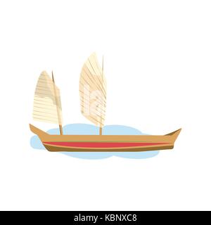 Vector Illustration Junk-Boot, Halong Bay, Vietnam Junk. Alte, retro Asiatischen Boot Stock Vektor