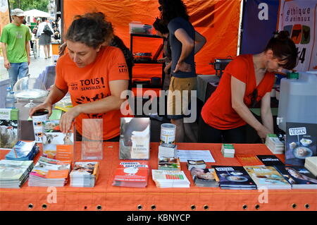 Vegan Ort geschieht in Lyon, Frankreich Stockfoto