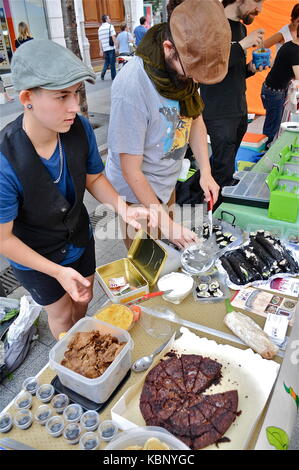 Vegan Ort geschieht in Lyon, Frankreich Stockfoto