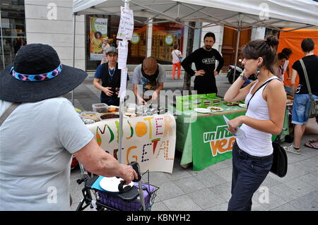 Vegan Ort geschieht in Lyon, Frankreich Stockfoto