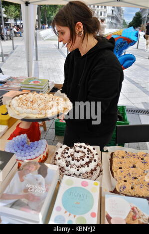 Vegan Ort geschieht in Lyon, Frankreich Stockfoto