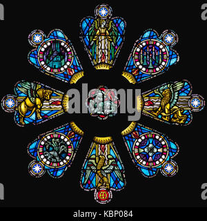 Symbole der Evangelisten, Frederick W. Cole, St. David's Cathedral, Wales, Vereinigtes Königreich Stockfoto