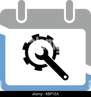 Vector Abbildung: ein Symbol mit einem Bild von einem Schlüssel mit einem Zahnrad und den Kalender für eine Anwendung, eine Website, eine Infografik, ein Business presentati Stock Vektor