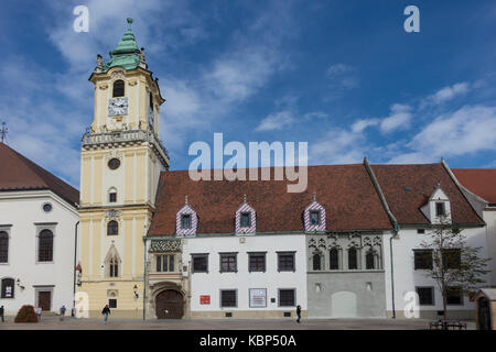 Die Slowakei, Bratislava, pawera Haus & Hauptplatz Stockfoto