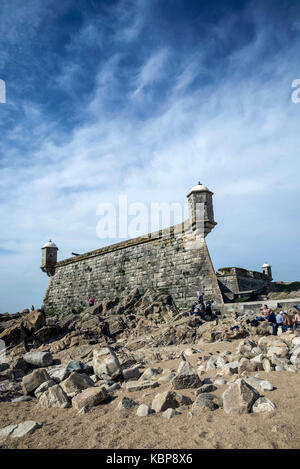 Castelo queijo Old Fort Wahrzeichen in Foz do Douro Beach Viertel von Porto portugal Stockfoto