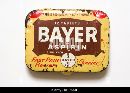 Zinn von ASPRIN Stockfoto