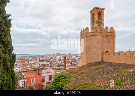 Torre de la Atalaya o de Espantaperros. Badajoz, Ciudad. Der Extremadura. España Stockfoto