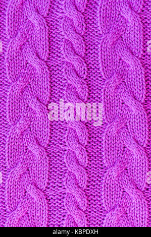 Violett gestrickt Textur Hintergrund Stockfoto