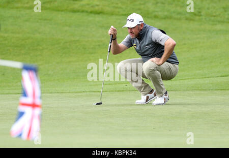 Der Engländer Lee Westwood am dritten Tag drei der britischen Meister in der Nähe House Golf Club, Newcastle. Stockfoto