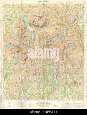 Der Lake District, ein Zoll Ordnance Survey Touristische Karte Stockfoto