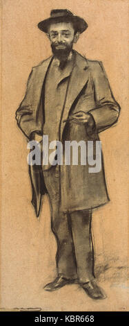 Dieses Kunstwerk von Ramon Casas, das in der MNAC-Kollektion untergebracht ist, zeigt ein Porträt von Enric de Fuentes. Es spiegelt die modernistische Bewegung wider und zeigt die künstlerischen Techniken dieser bedeutenden spanischen Künstler. Stockfoto