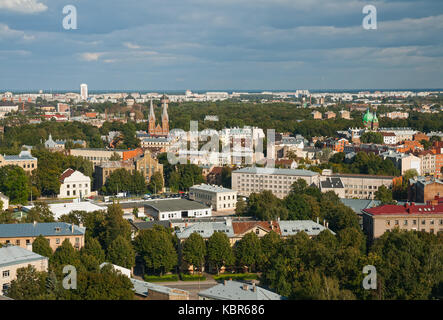 Blick von oben auf die wohngebiete von Latgale Vorort, Riga, Lettland Stockfoto