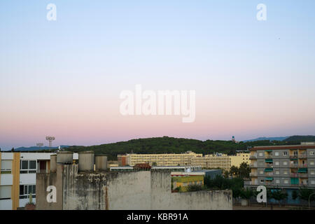 Sonnenaufgang Blick vom Dach des Hotel Ninays, Lloret de Mar, Spanien Stockfoto