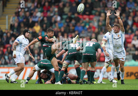 Leicester Tigers Ben Youngs während der Aviva Premiership Spiel in Welford Road, Leicester. Stockfoto