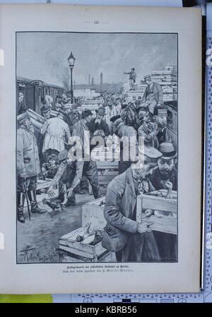Dieses Bild stammt aus der Gartenlaube, einer populären deutschen illustrierten Wochenzeitschrift aus dem 19. Jahrhundert. Es zeigt wahrscheinlich ein historisches Ereignis oder eine soziale Szene aus dem Jahr 1896, die das kulturelle und soziale Klima der Zeit widerspiegelt. Stockfoto