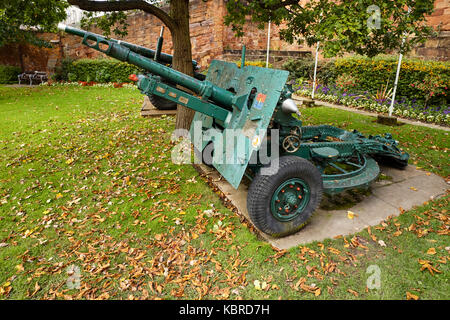 Kanonen außerhalb der Shropshire Regimental Museum in Shrewsbury Stockfoto