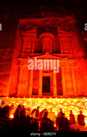 Nacht im Petra, kulturelle zeigen, Petra, Wadi Musa, Jordanien Stockfoto