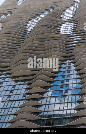 Äußere Detail des Aqua Tower von Studio Gang entworfen Stockfoto