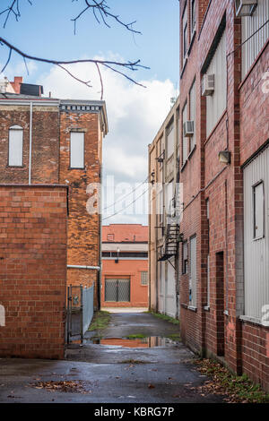 Historische Industriebauten in der Northside Nachbarschaft. Stockfoto