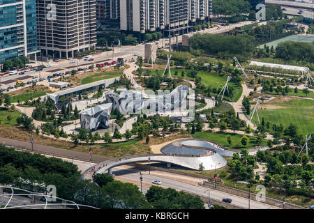 Luftbild des Millennium Park. Stockfoto