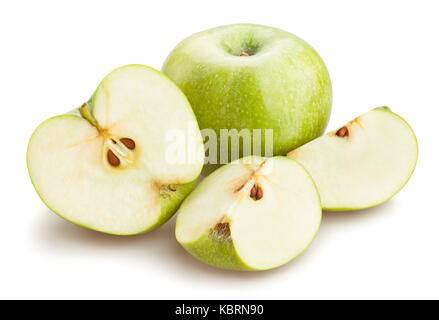 In Scheiben geschnitten green apple Pfad isoliert Stockfoto