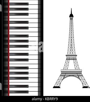 Eiffelturm mit Klavier Stock Vektor