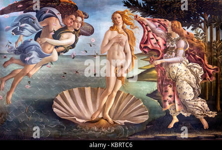 Botticelli Venus. Die Geburt der Venus von Sandro Botticelli (Alessandro di Mariano di Vanni Filipepi, ca. 1445-1510) tempera auf Leinwand, ca. 1487 Stockfoto