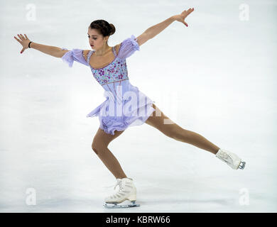 Oberstdorf, Deutschland. 30 Sep, 2017. Alexia Paganini der Schweiz in Aktion während der freien Frauen skating Event an der Challenger Serie Nebelhorn Trophy Eiskunstlauf in Oberstdorf, Deutschland, 30. September 2017. Credit: Peter Kneffel/dpa/Alamy leben Nachrichten Stockfoto