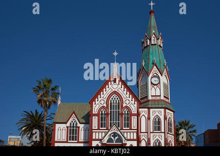 Historische Catedral de San Marcos in Arica, Chile. Die Kathedrale wurde von Gustave Eiffel entworfen und war in den 1870er Jahren konstruiert Stockfoto