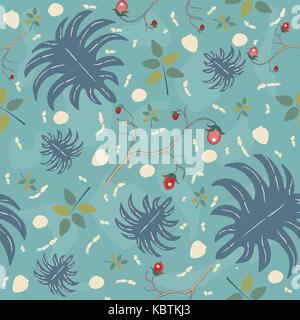Sommer nahtlose Muster mit exotischen Pflanzen und Beeren. Vector Illustration Stock Vektor