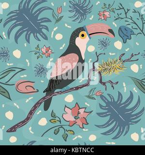 Vogel Toucan nahtlose Muster. Vector Illustration Stock Vektor
