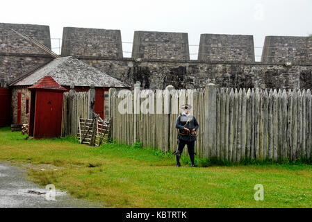 King's Bastion Kaserne an der Living History Museum der Französischen Festung Louisbourg auf Cape Breton Island, Nova Scotia, Kanada Stockfoto