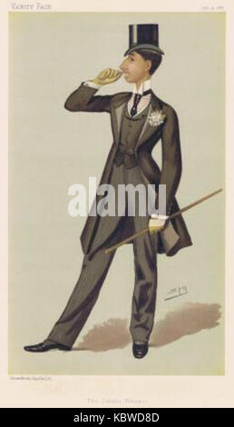 Eine Karikatur von Henry Ernest Schlesinger Benzon, veröffentlicht in *Vanity Fair* am 23. Juli 1887, bekannt für seinen satirischen Stil und die Darstellung prominenter Persönlichkeiten dieser Zeit. Stockfoto