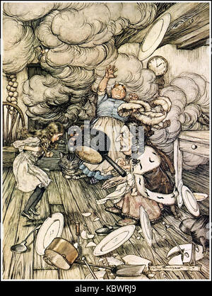 Alice in Wonderland von Arthur Rackham 06 einen ungewöhnlich großen Topf in der Nähe von ihm, und fast flog abgeführt Stockfoto