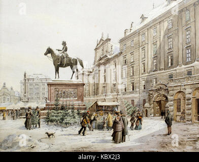 Karl Wenzel Zajicek ein Weihnachtsmarkt am Hof in Wien 1908 Stockfoto