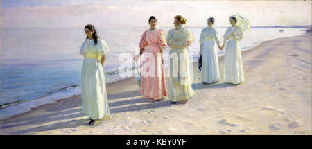 Michael Ancher ein Spaziergang am Strand Stockfoto