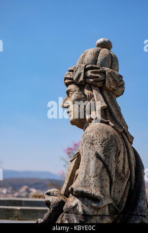 Speckstein Statue des Propheten Baruch ben Nerija, die von Aleijadinho, Wallfahrtskirche Bom Jesus tun, Matosinhos, Congonhas, Minas Gerais, Brasilien. Stockfoto