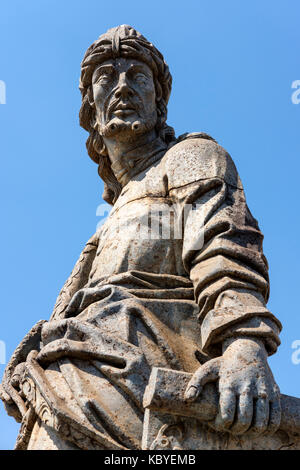 Wallfahrtskirche Bom Jesus tun, Matosinhos, Weltkulturerbe der UNESCO, des Propheten Joel Speckstein Statue, die von Aleijadinho, Congonhas, Minas Gerais, Brasilien. Stockfoto