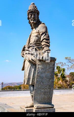 Wallfahrtskirche Bom Jesus tun, Matosinhos, Weltkulturerbe der UNESCO, des Propheten Joel Speckstein Statue, die von Aleijadinho, Congonhas, Minas Gerais, Brasilien. Stockfoto