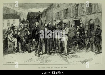 Der Clubraum von Zermatt im Jahre 1864 durch Edward Whymper Stockfoto