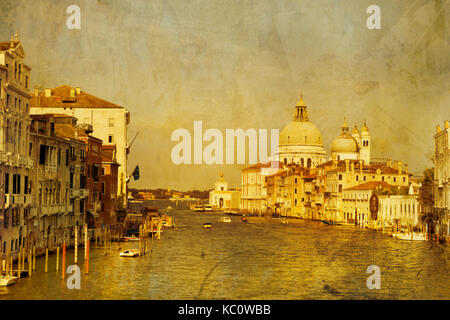 Kunst-Venedig, Italien. Gondeln auf dem Canal Grande, Italienisch Canal Grande Stockfoto