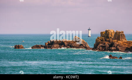 Pointe du Grouin malerische Aussicht, felsigen Küste. Bretagne, Frankreich. Stockfoto