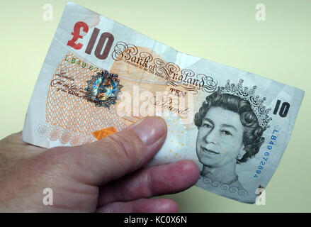 Alte zehn Pfund Banknote, London Stockfoto