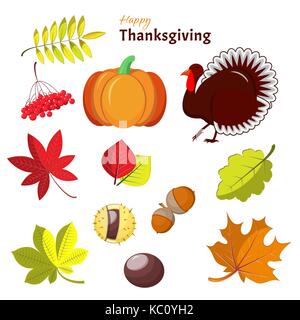 Erntedank und Herbst dekorative Elemente Stock Vektor